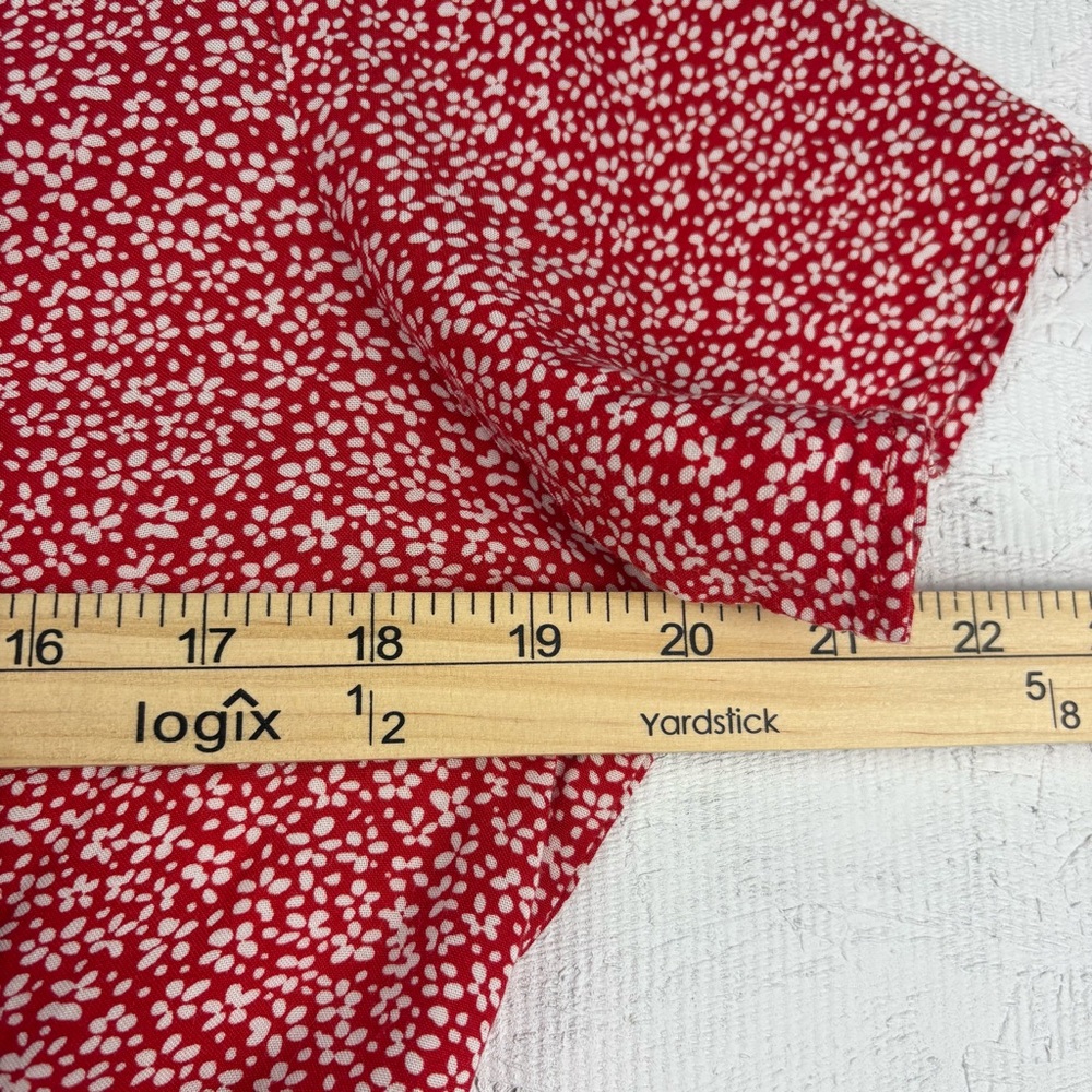 Divided By H&M Floral Red Button-Down Mini Dress Short Sleeves Tie Back - Medium - Picture 5 of 8
